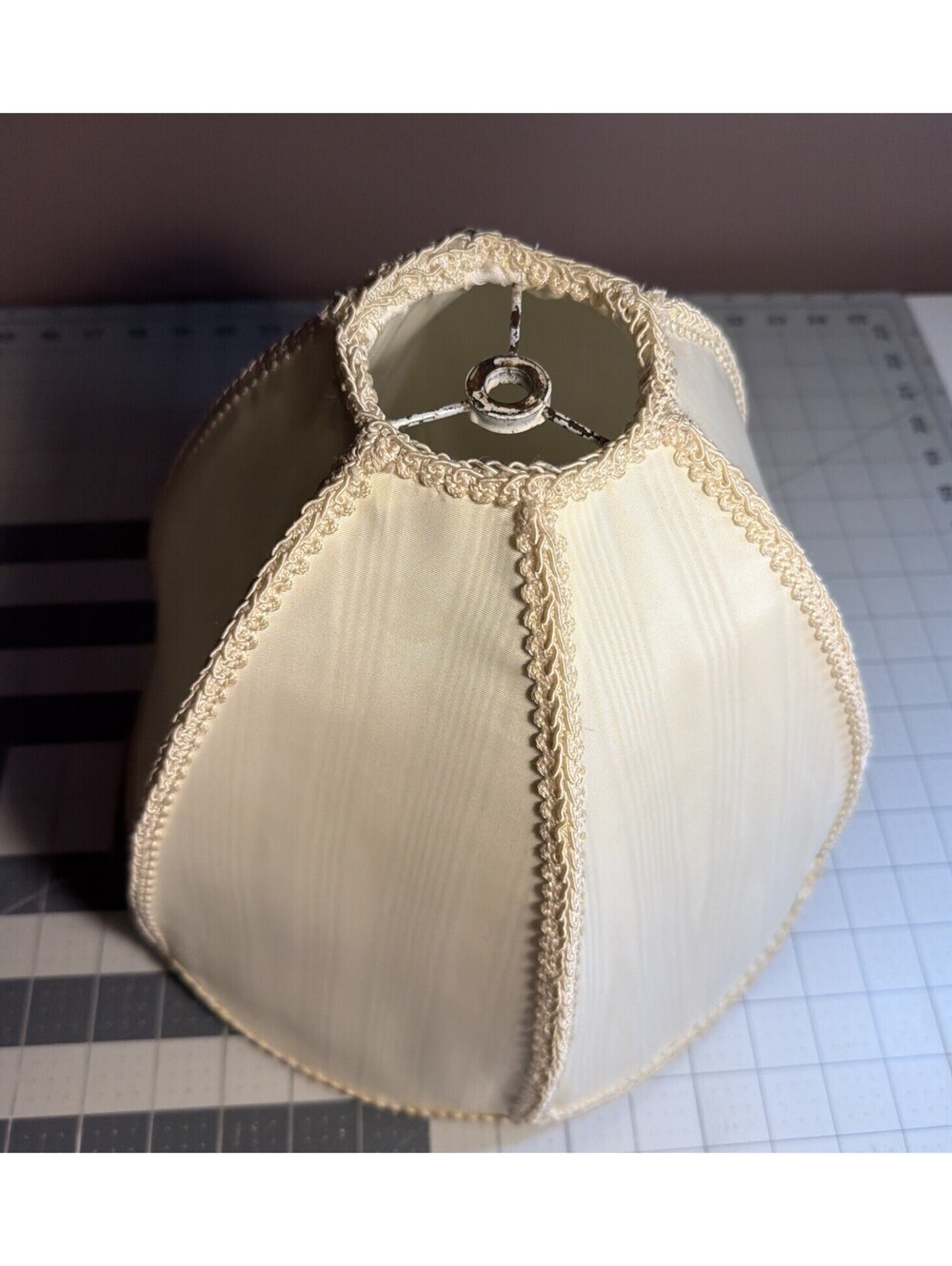 Vintage Victorian Style Lamp Shade 6 Panels Ivory Cream